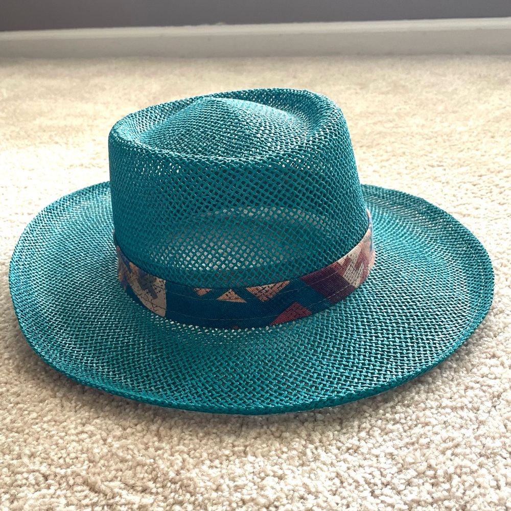 Dorfman Pacific hat teal turquoise color with brim size medium